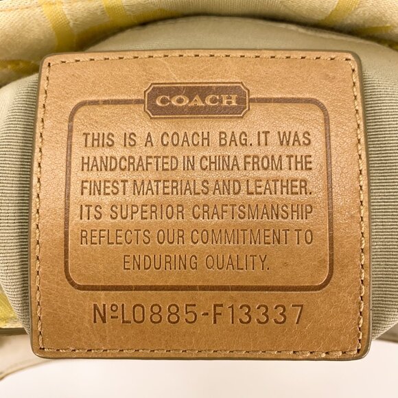 COACH Hampton Signature Stripe Spring Canvas Yellow Shoulder Bag - L0885-F13337 - Picture 2 of 16